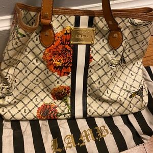 L.A.M.B. Gwen Stefani Leather Marigold Large Purse